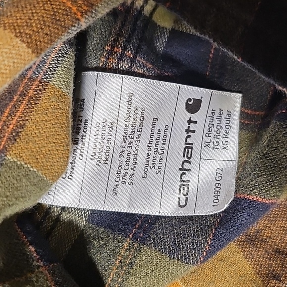 Carhartt Mens Rugged Flex Plaid Flannel Heavy Duty Long Sleeve Shirt XL - Picture 4 of 5